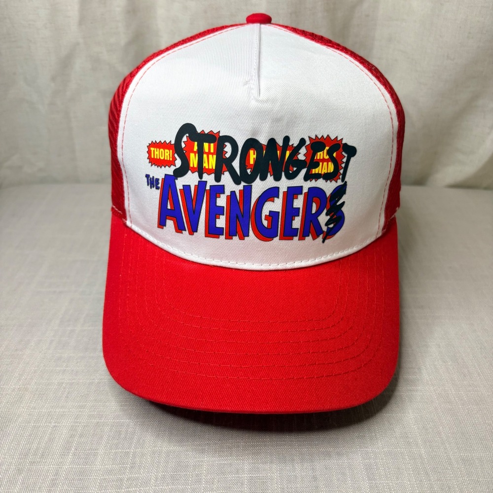 Marvel Disney Movie Insiders Strongest Avengers Trucker Hat Red White Snapback